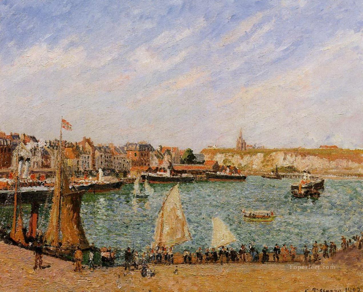 午後の日差し インナーハーバー ディエップ 1902年 カミーユ・ピサロ油絵